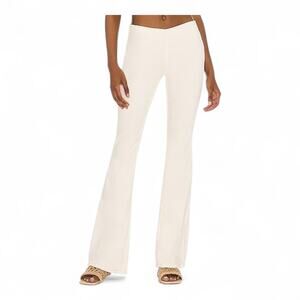Free People Penny Pull On Faux Leather Flare Pants Size 32 NWT Ivory Vegan